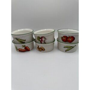 Six - 6 3" ramekin Porcelain Pillivuyt FRANCE J Chomette & Son Veggies 1951-2013